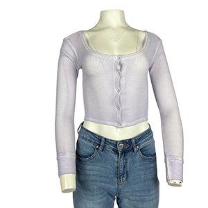 Splendid Waffle Knit Crop Top Lavender Size XS
